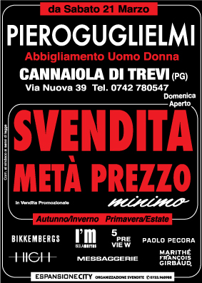 manifesto svendita promozionale Cannaiola di Trevi (PG)